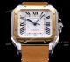 2018 New Santos De Cartier Watch Collection - Cartier Santos Brown Leather Strap White Roman Dial Watches (6)_th.jpg